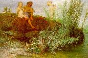 Arnold Bocklin Children Carving May Flutes Sweden oil painting reproduction